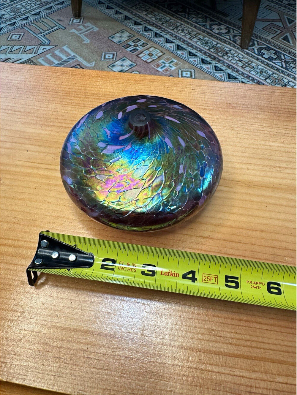 Iridescent Hand Blown Art Glass Swirl oil lamp